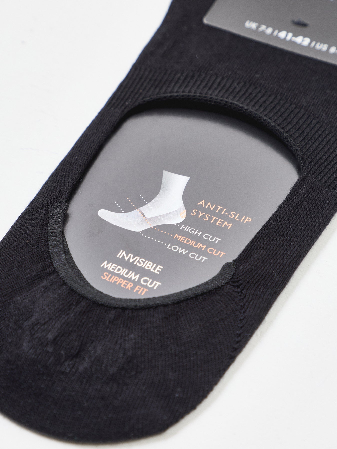 Invisible Medium Cut Socks Black