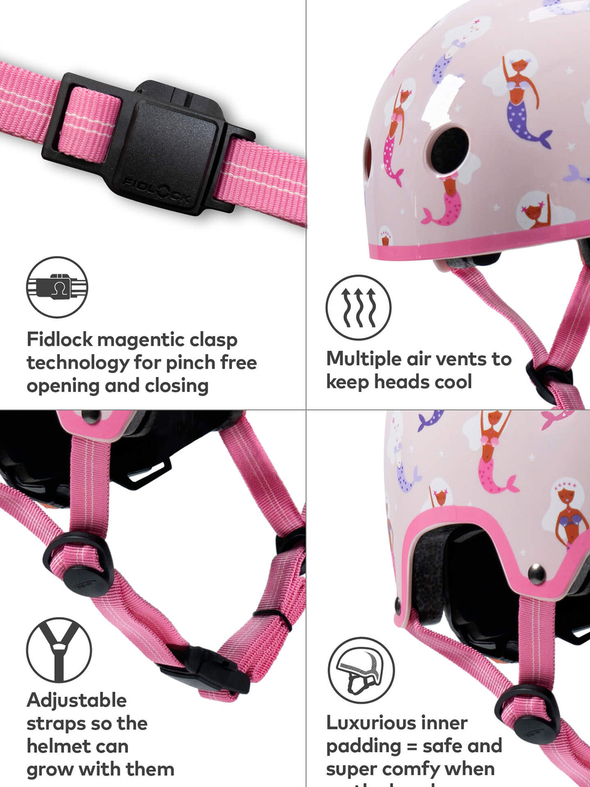 Kids’ Mermaid Print Cycle Helmet Medium Pink