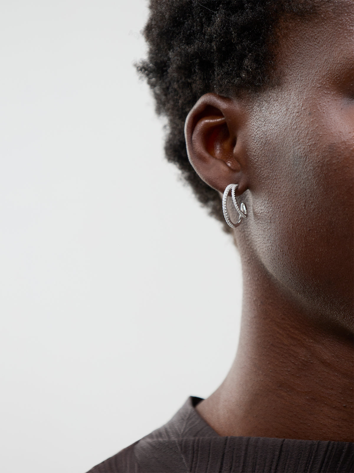 Illusion Crystal Hoops in Silver