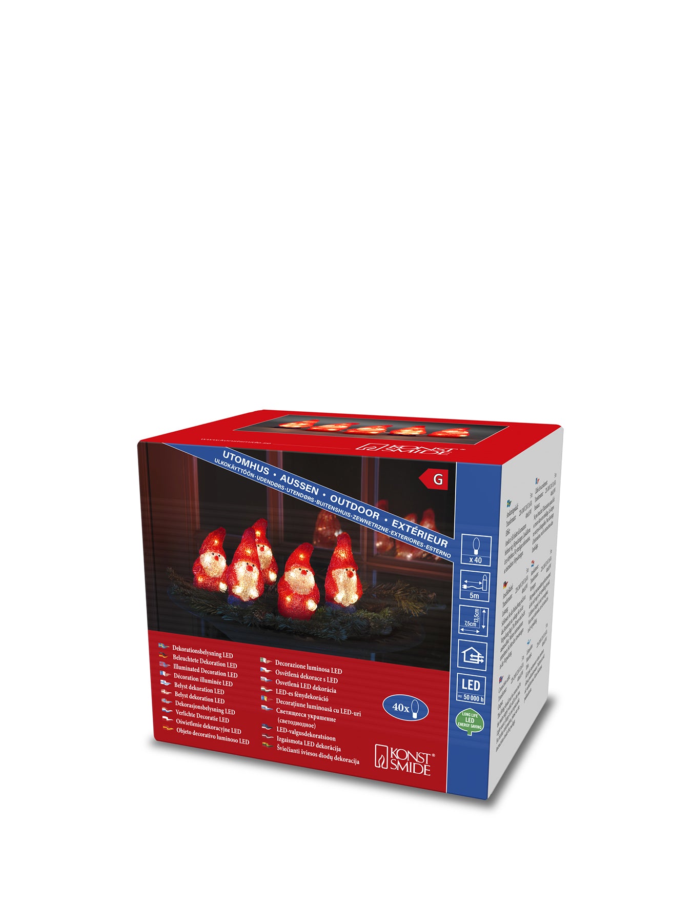 Acrylic Santa LED Lightset 5 Piece Warm White