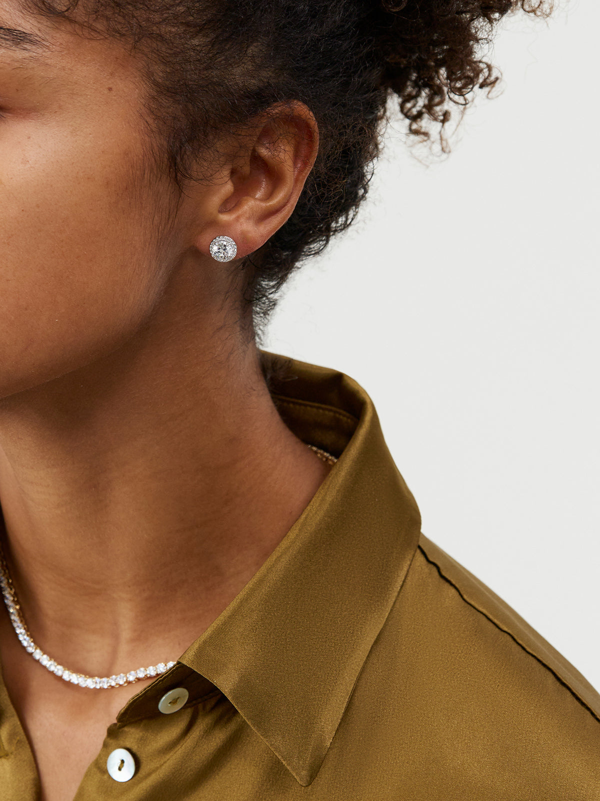 Constella Round Cut Studs Pave/White/Rhodium Plated