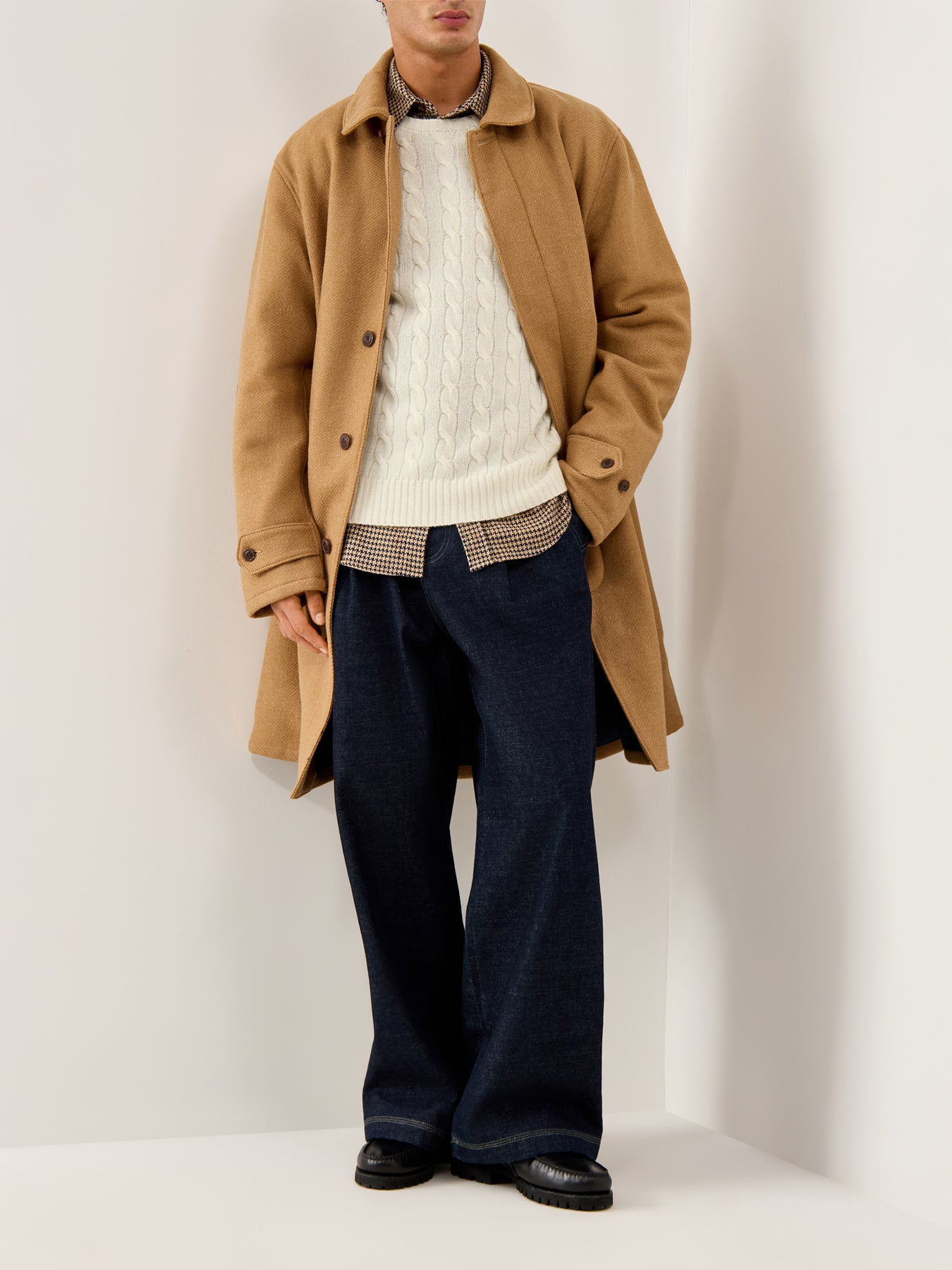 Wool Cashmere Blend Cable Knit Andover Cream
