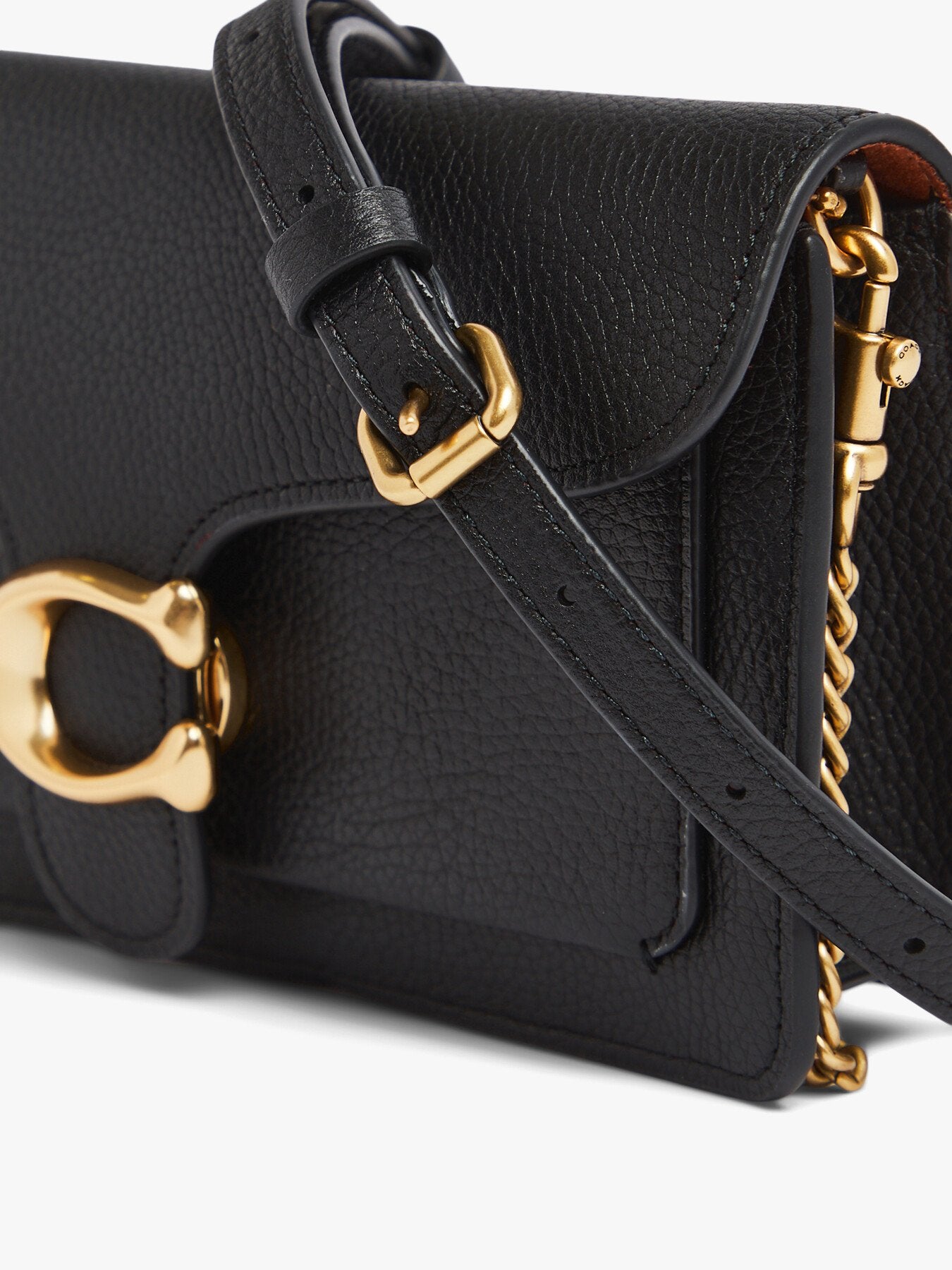 Coach Tabby Chain Leather Crossbody Clutch Bag Black