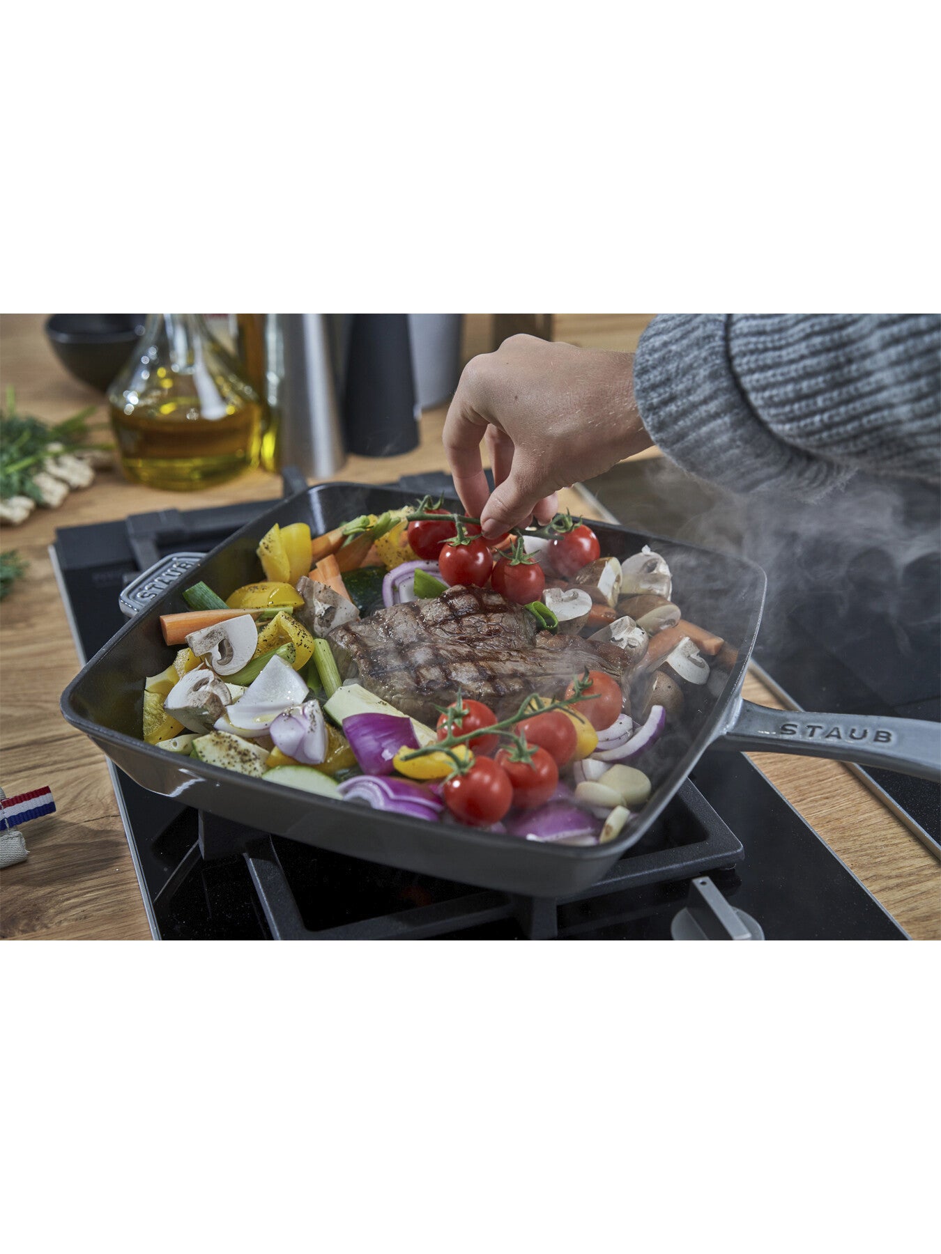 Square Cast Iron American Grill Grey