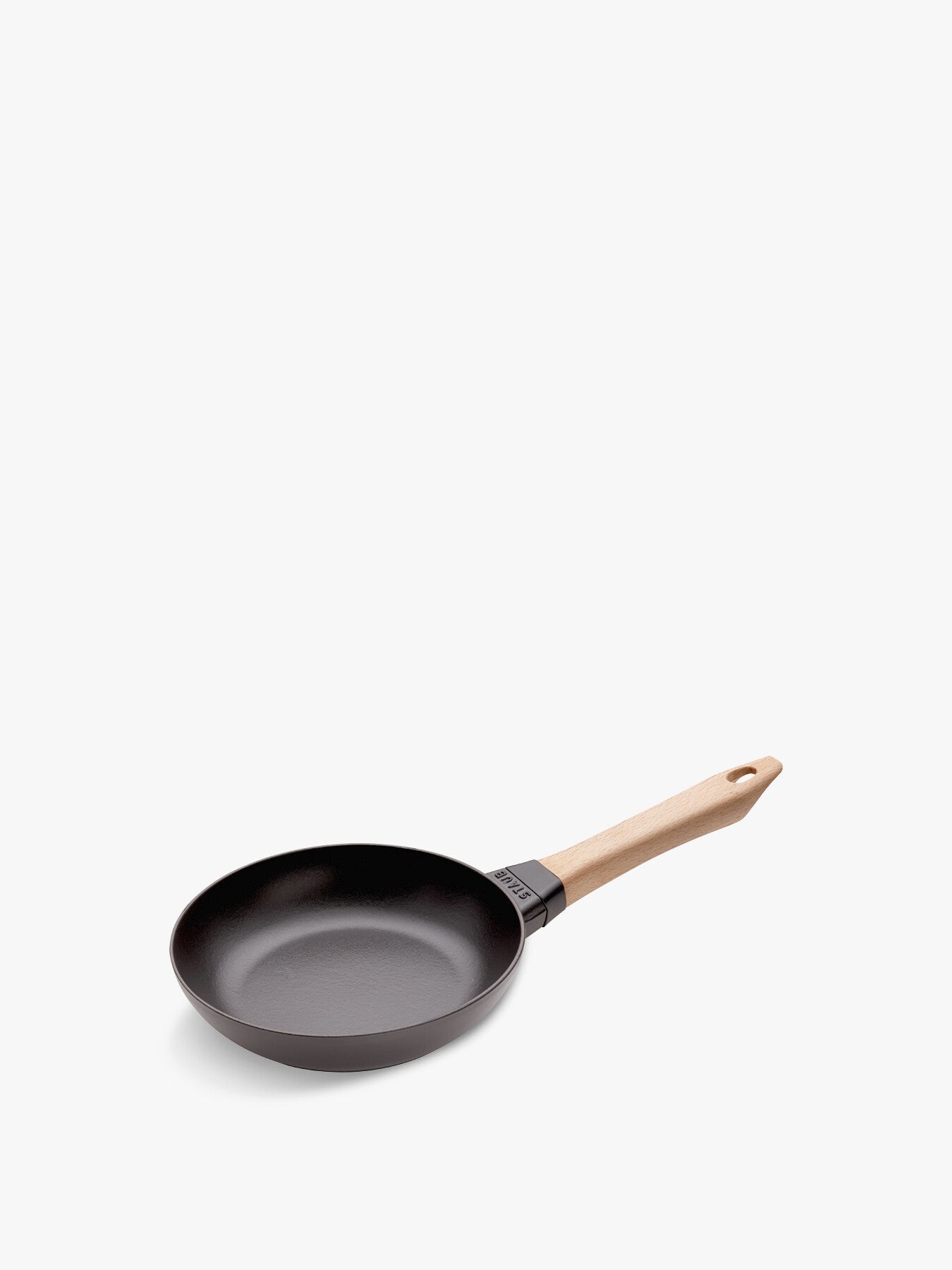 Cast Iron Frying Pan with Wooden Handle Black