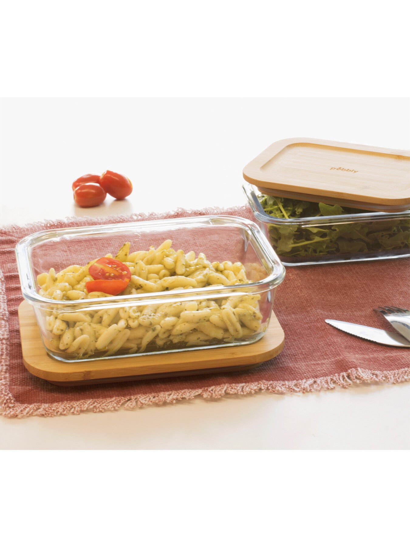 Rectangular Glass Food Storage Container with Bamboo Lid 650ml