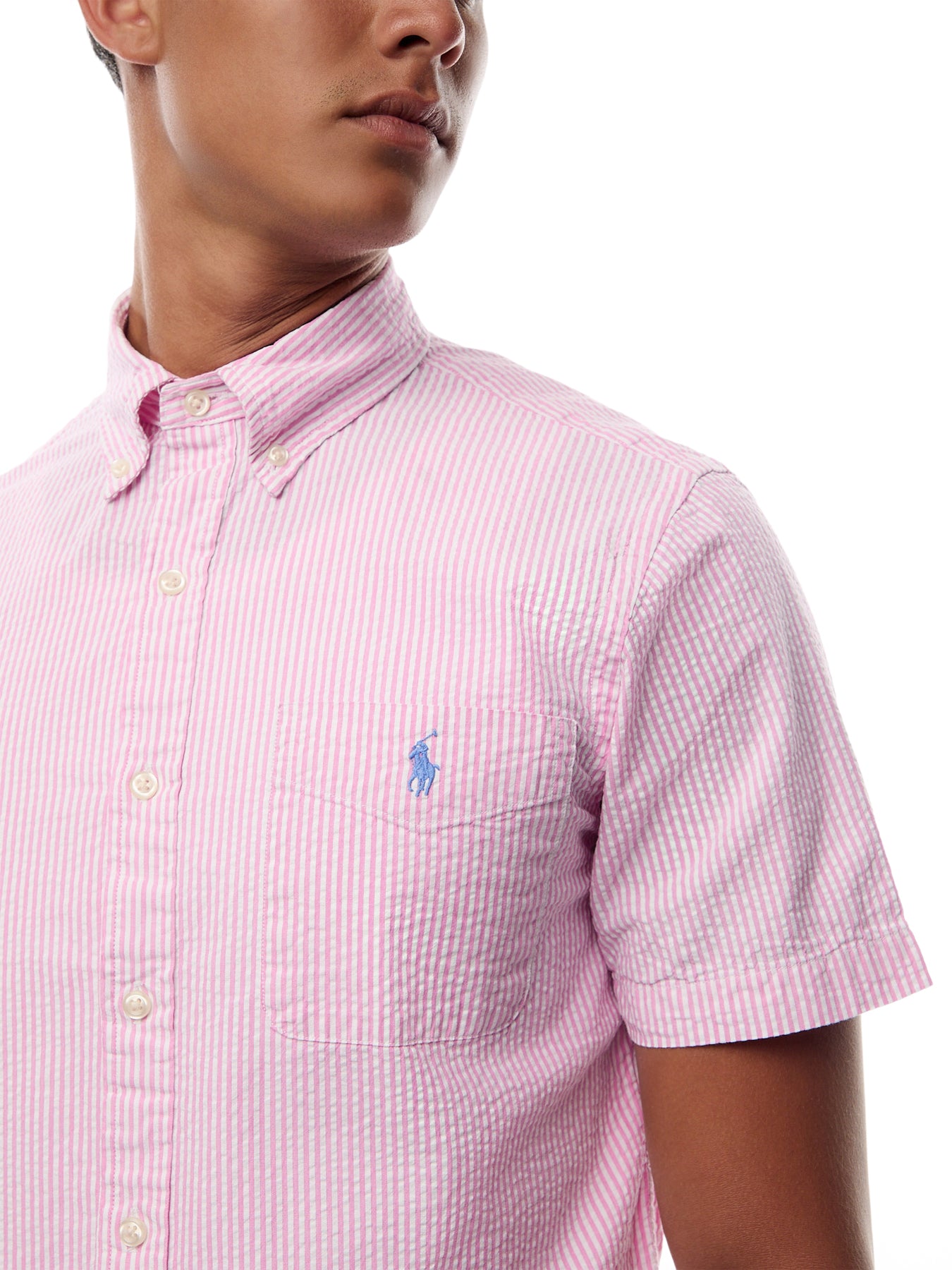 Seersucker Stripe Short Sleeves Shirt