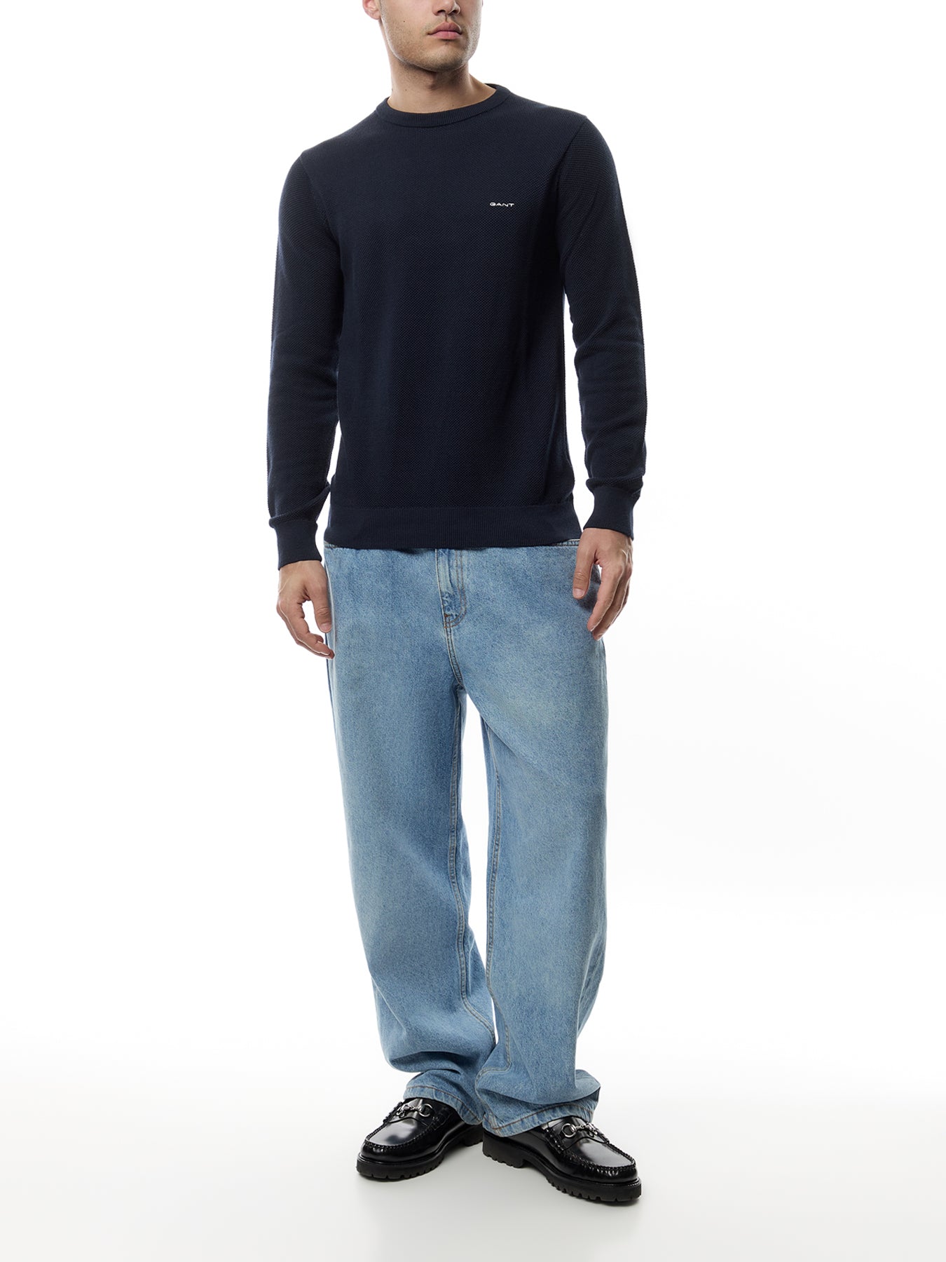 Cotton Pique Crew Neck Knit