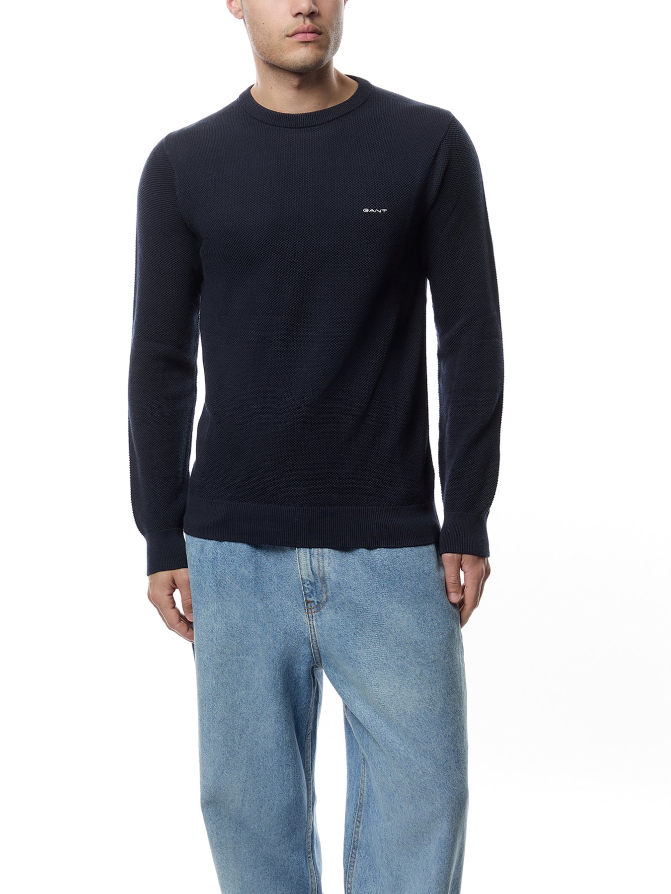 Cotton Pique Crew Neck Knit