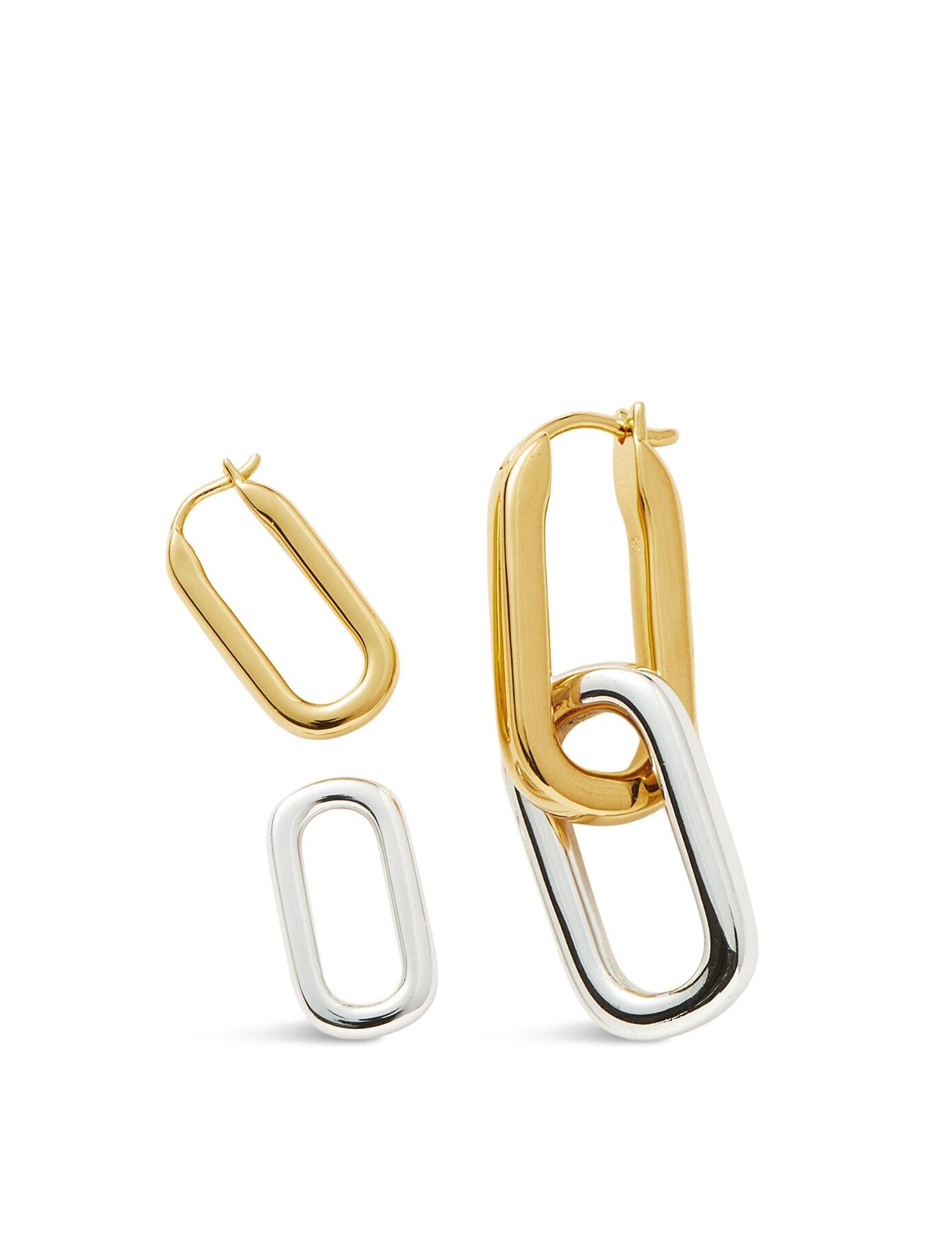 Silver and Gold Mix Link Earrings