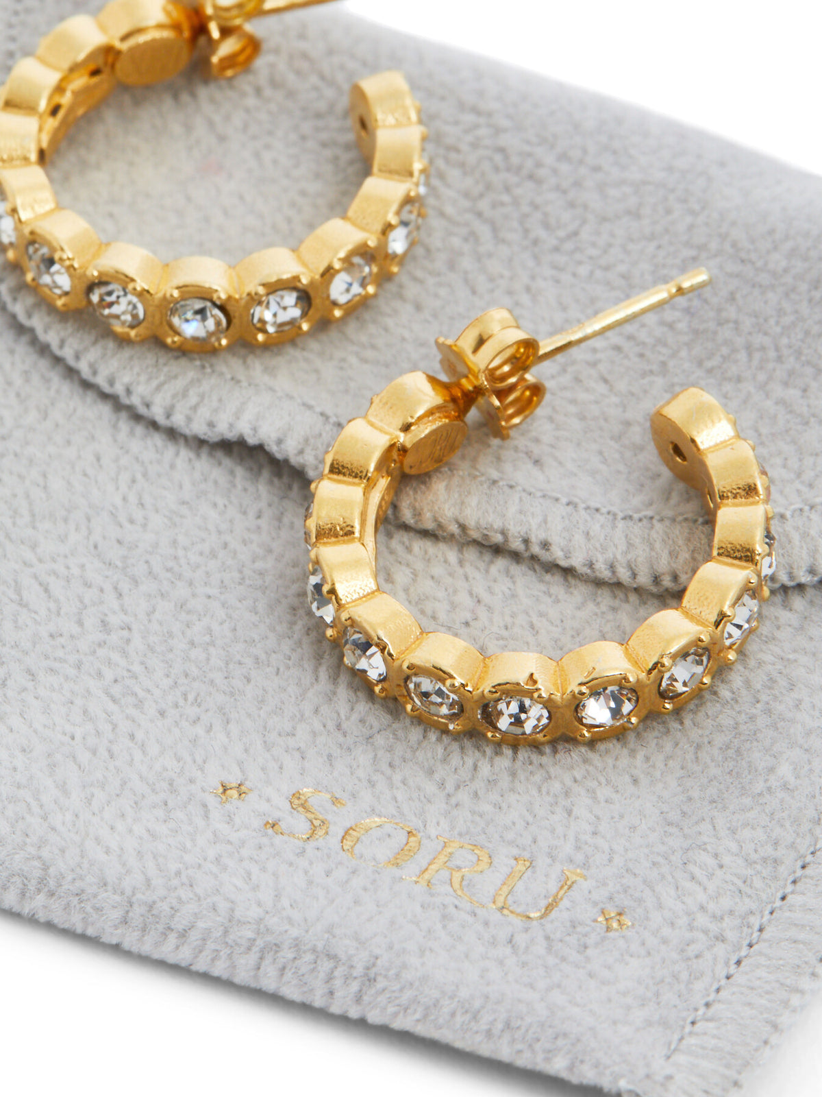 Clear Etruria Mini Hoops 18kt Gold Plated Silver