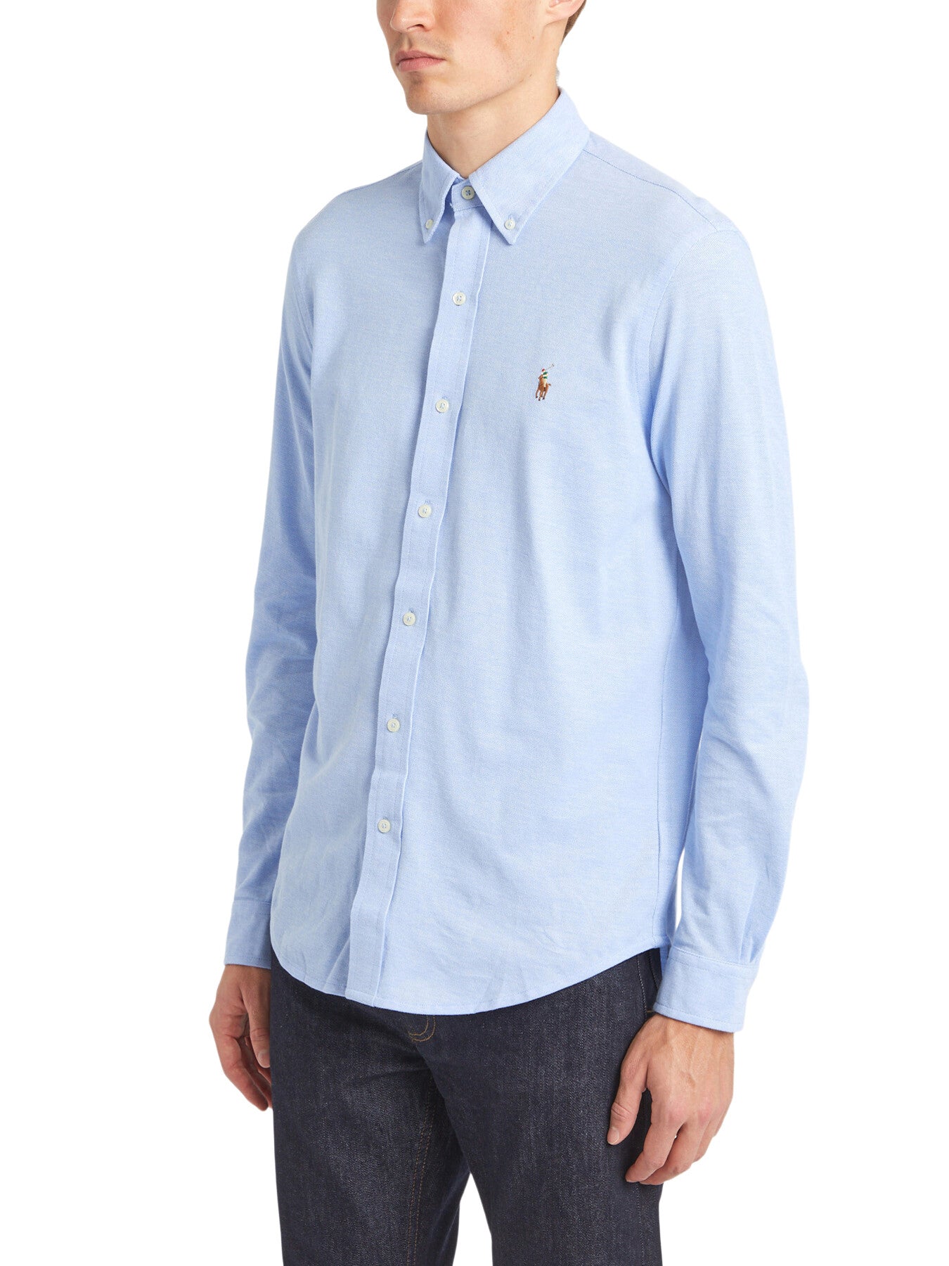 Geometric Oxford Mesh Long Sleeve Shirt