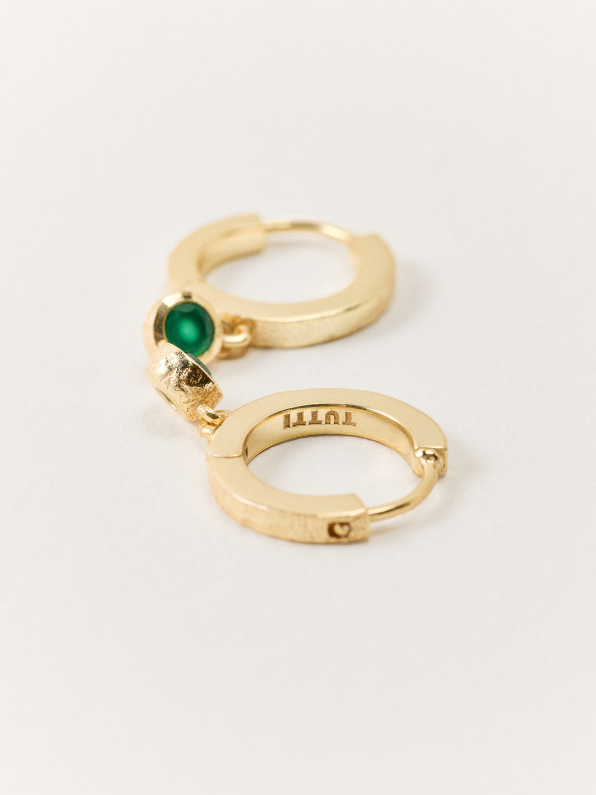 Green Onyx Hoop Earrings Gold May