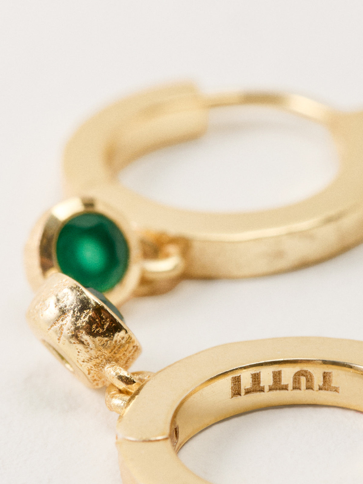 Green Onyx Hoop Earrings Gold May
