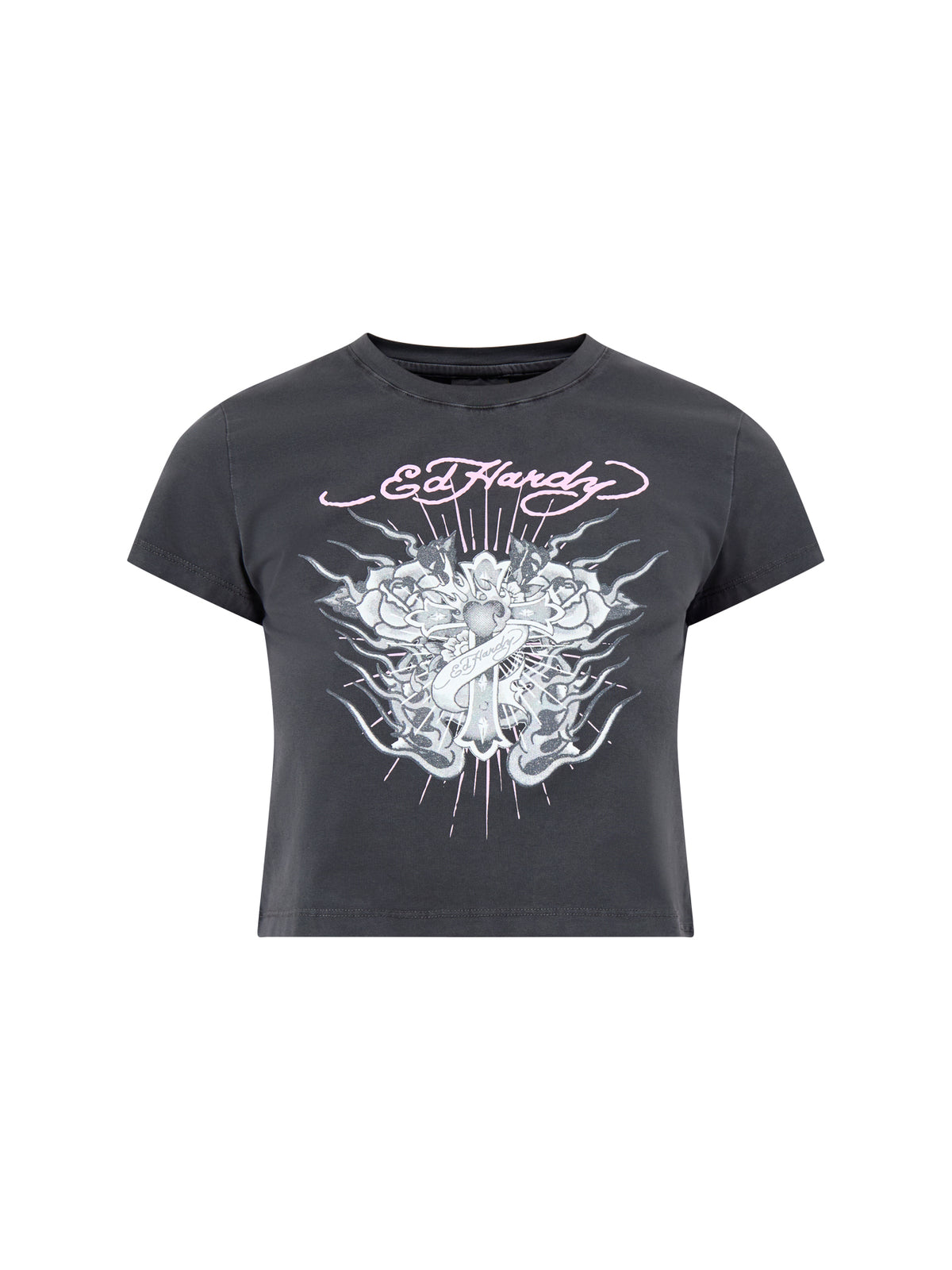 Vintage Burning Cross Baby Graphic T-Shirt Black