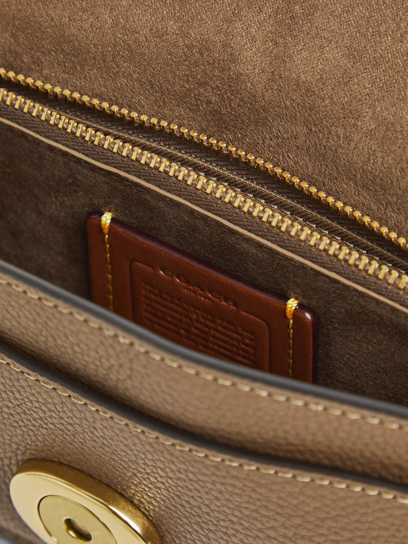 Tabby Chain Leather Clutch Dark Stone