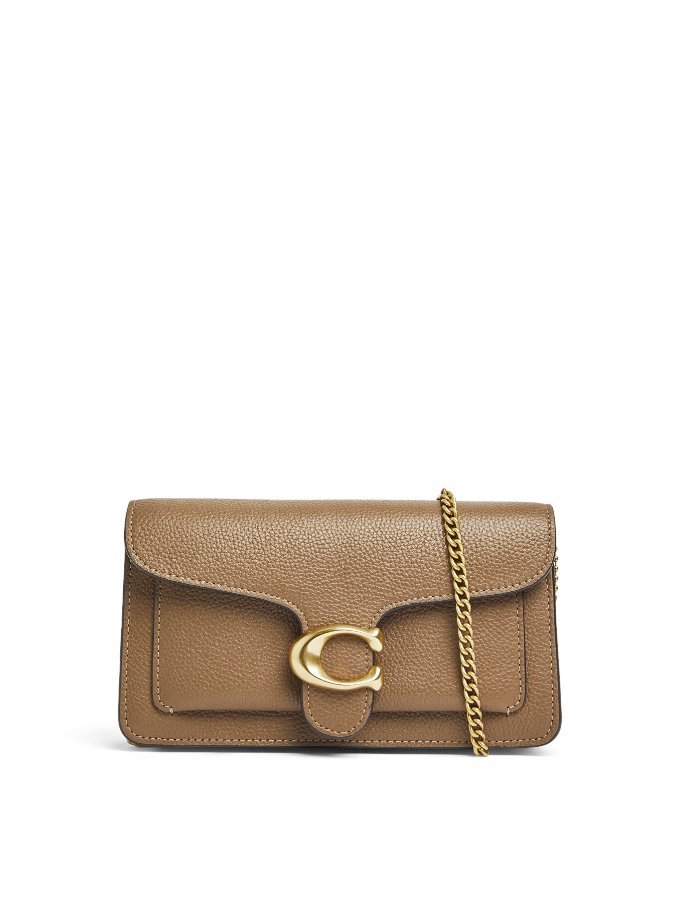 Tabby Chain Leather Clutch Dark Stone
