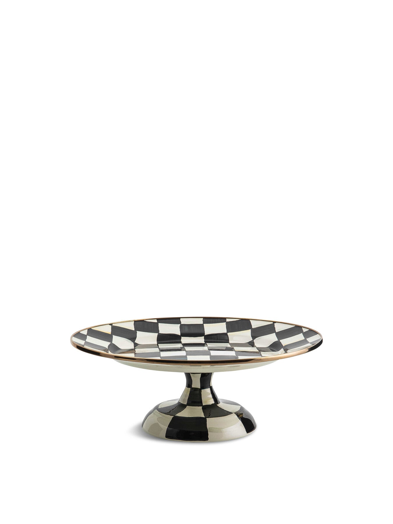 Courtly Check Enamel Pedestal Platter - Small