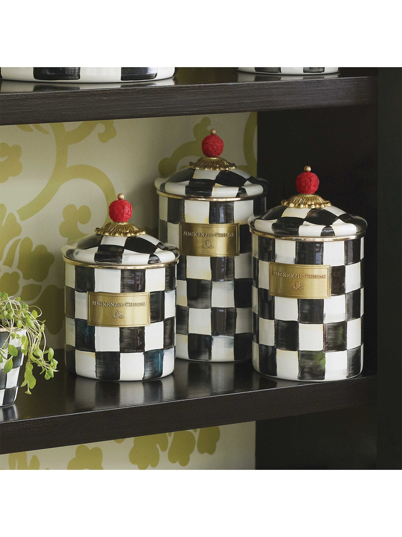 Courtly Check Enamel Canister - Large