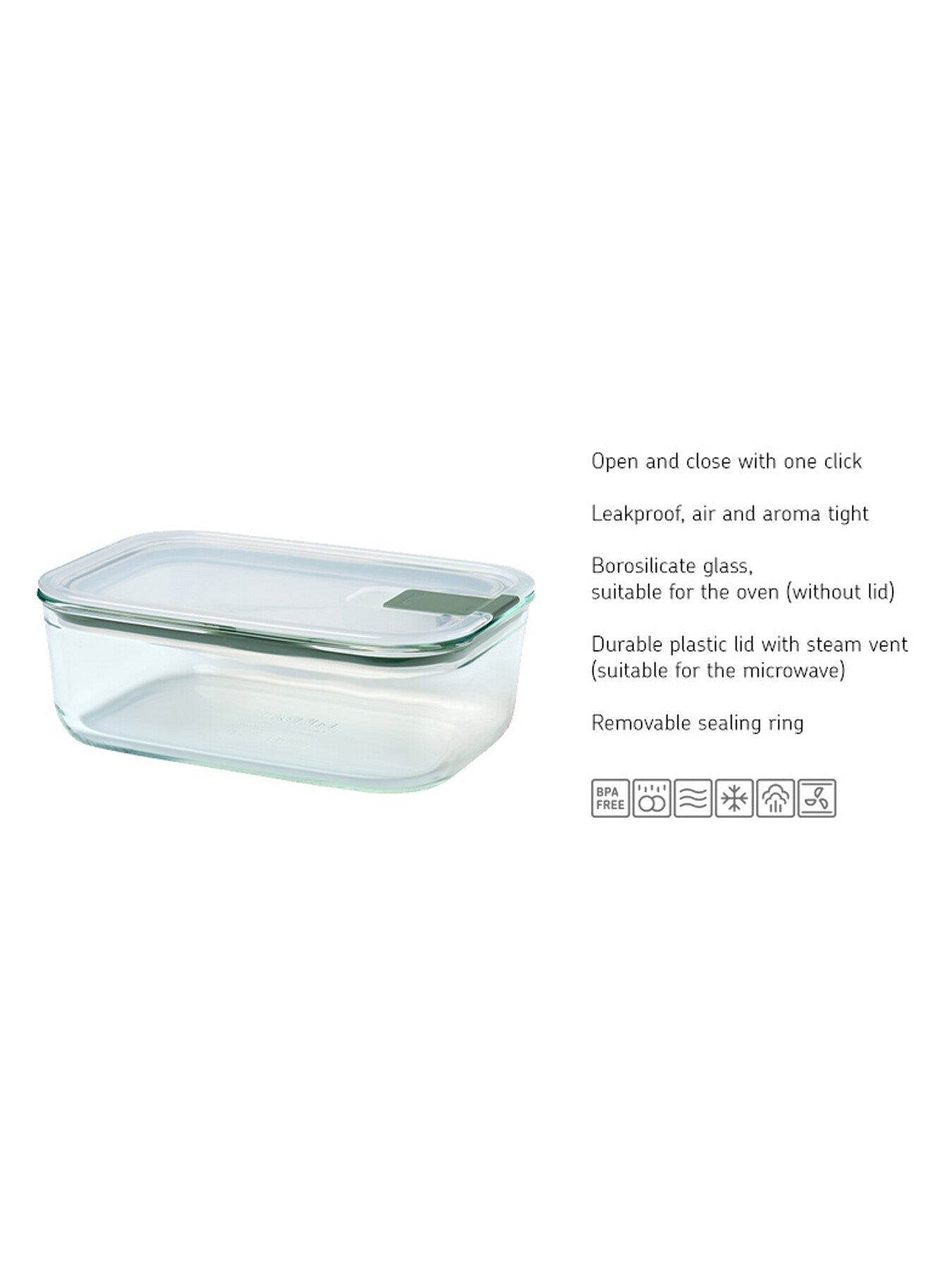 Easyclip glass food storage box 1000 ml - nordic sage