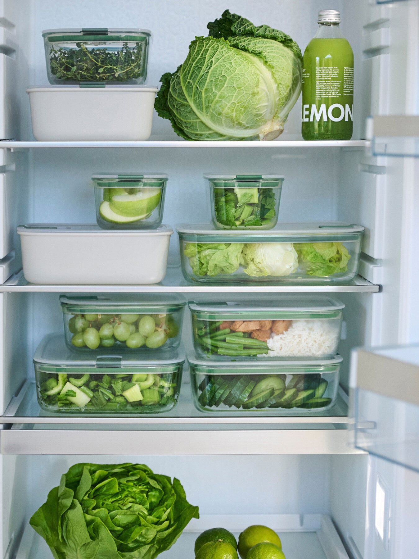 Easyclip glass food storage box 1000 ml - nordic sage