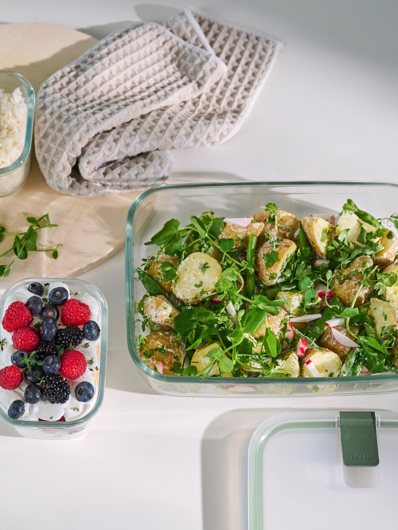 Easyclip glass food storage box 1000 ml - nordic sage