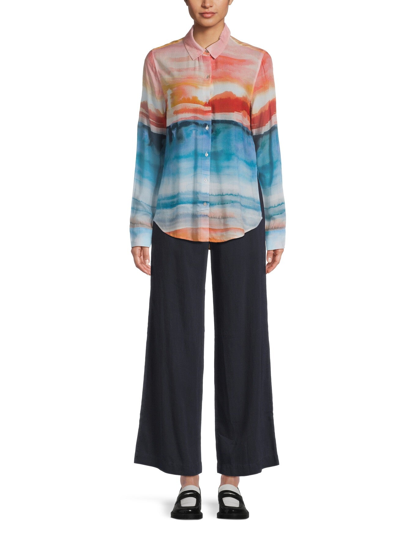 Smocked Waist Wide Leg Trousers