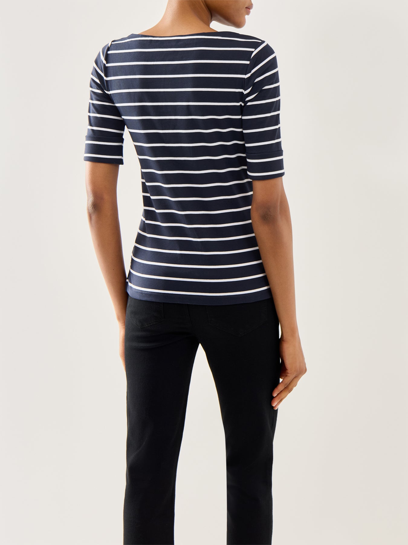 Judy Elbow Sleeve Top Lauren Navy White