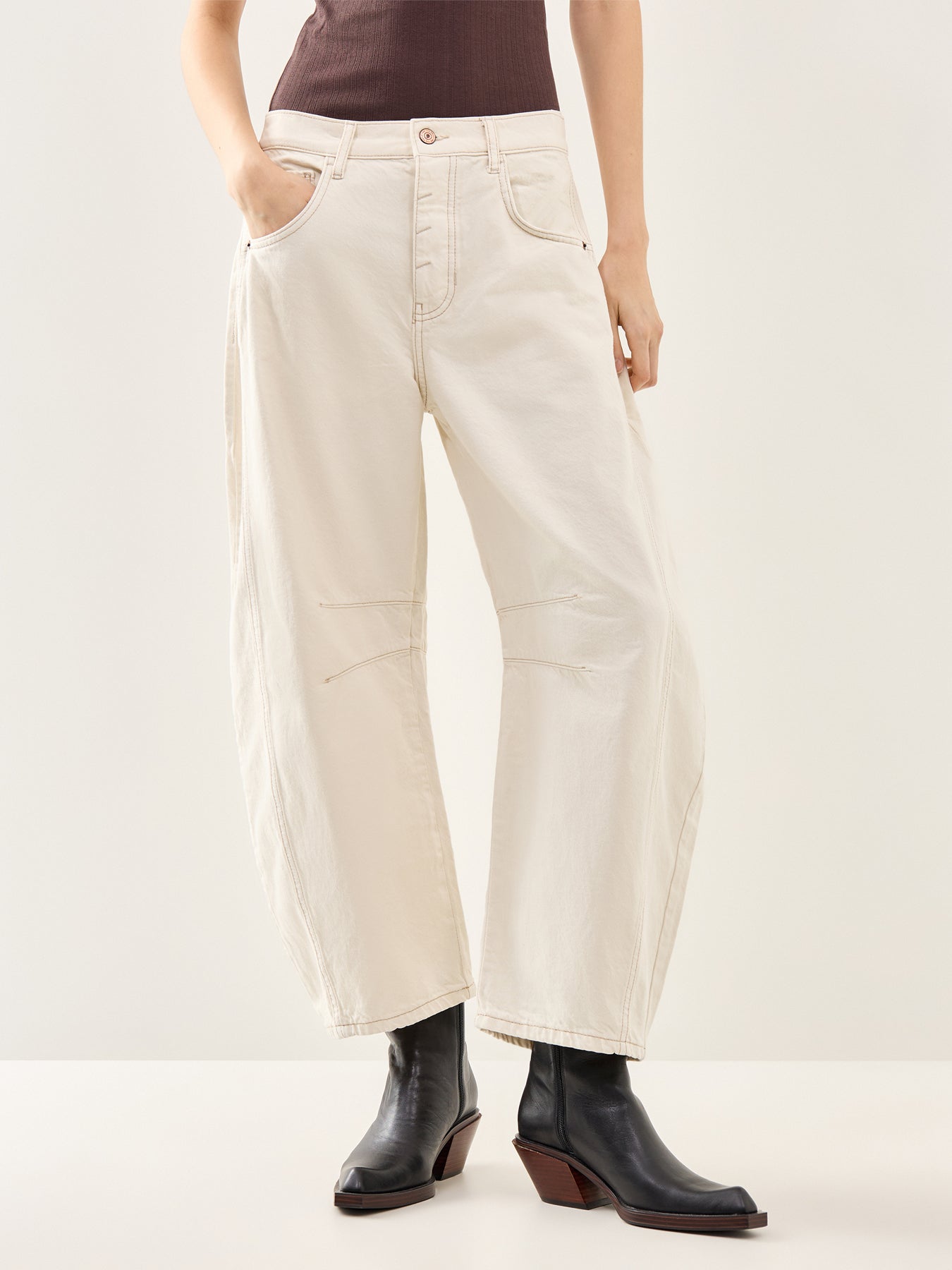 Good Luck Mid Rise Barrel Milk White