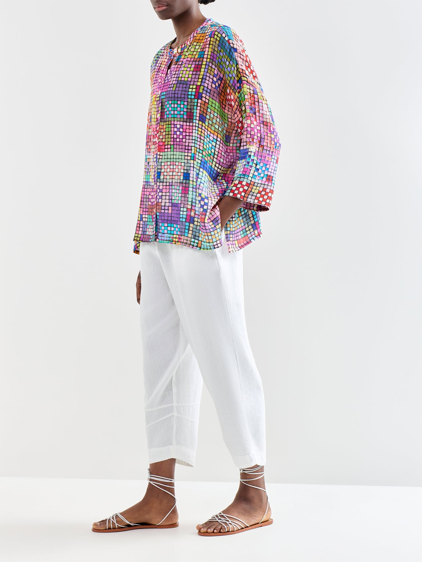 Heavy Twisted Linen Bubble Trousers White