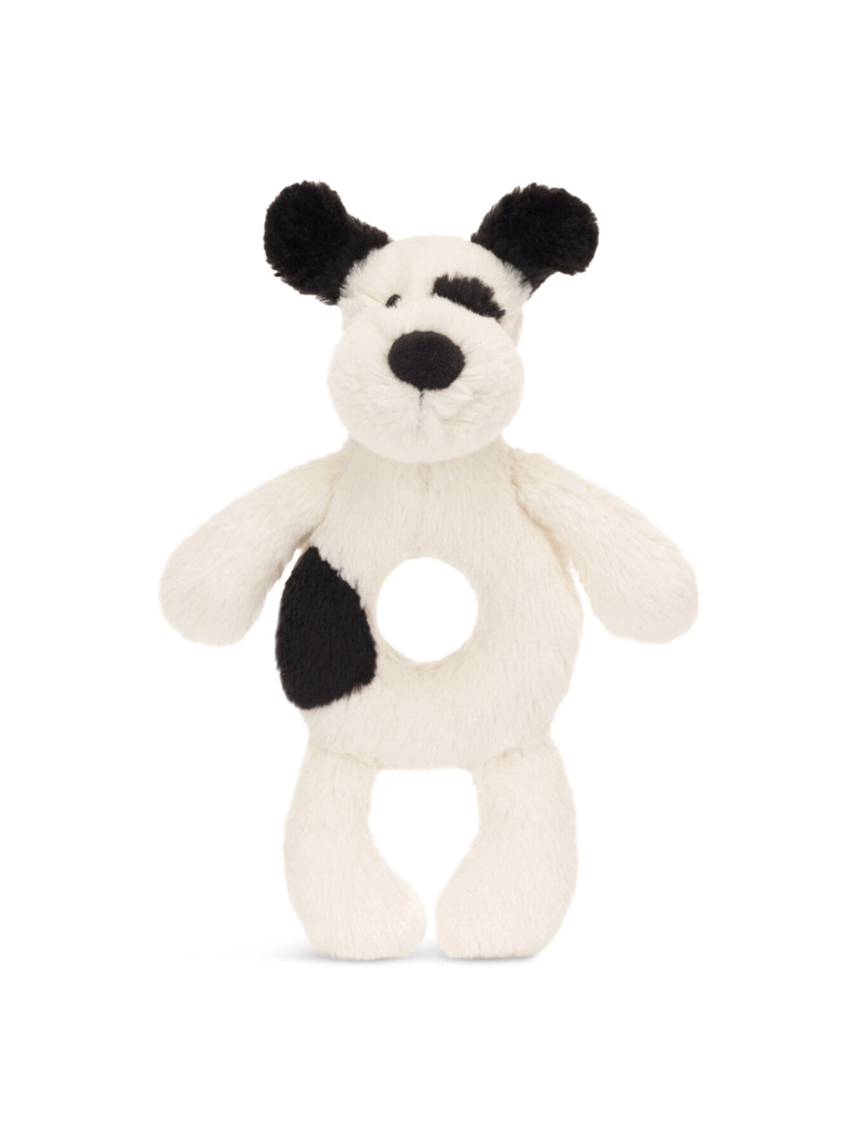 Bashful Black Cream Puppy Ring Rattle 18cm