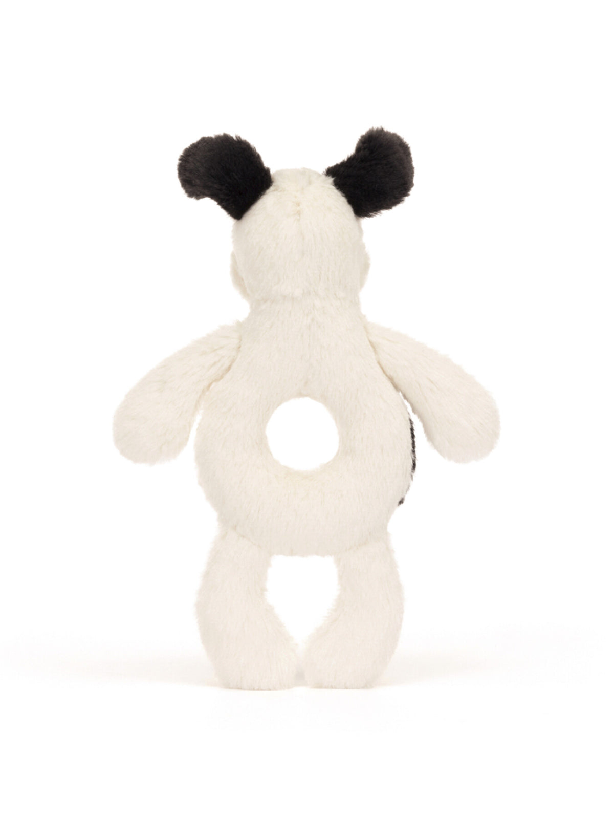 Bashful Black Cream Puppy Ring Rattle 18cm