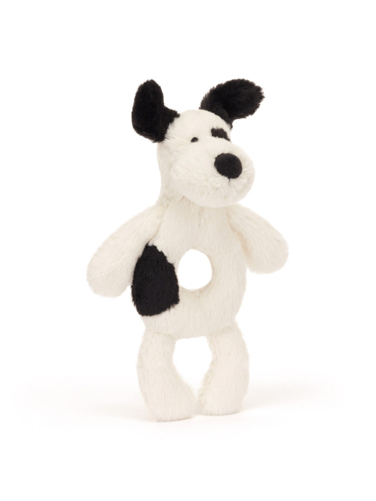 Bashful Black Cream Puppy Ring Rattle 18cm