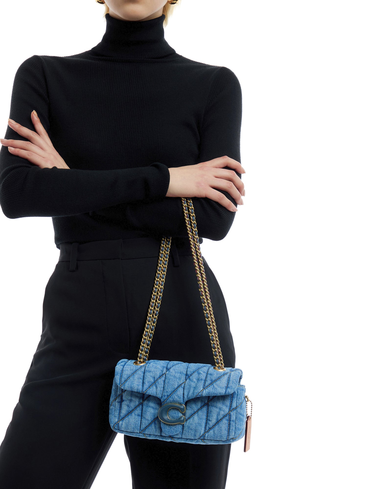 Tabby Quilted Shoulder Bag 20 Indigo