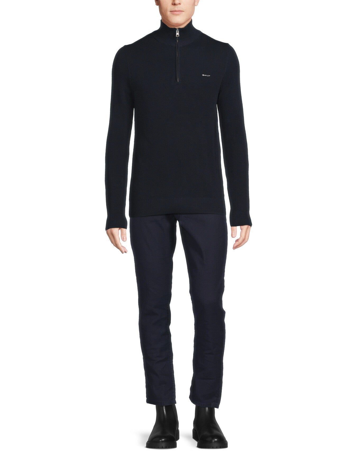 Cotton Pique Half Zip Sweat