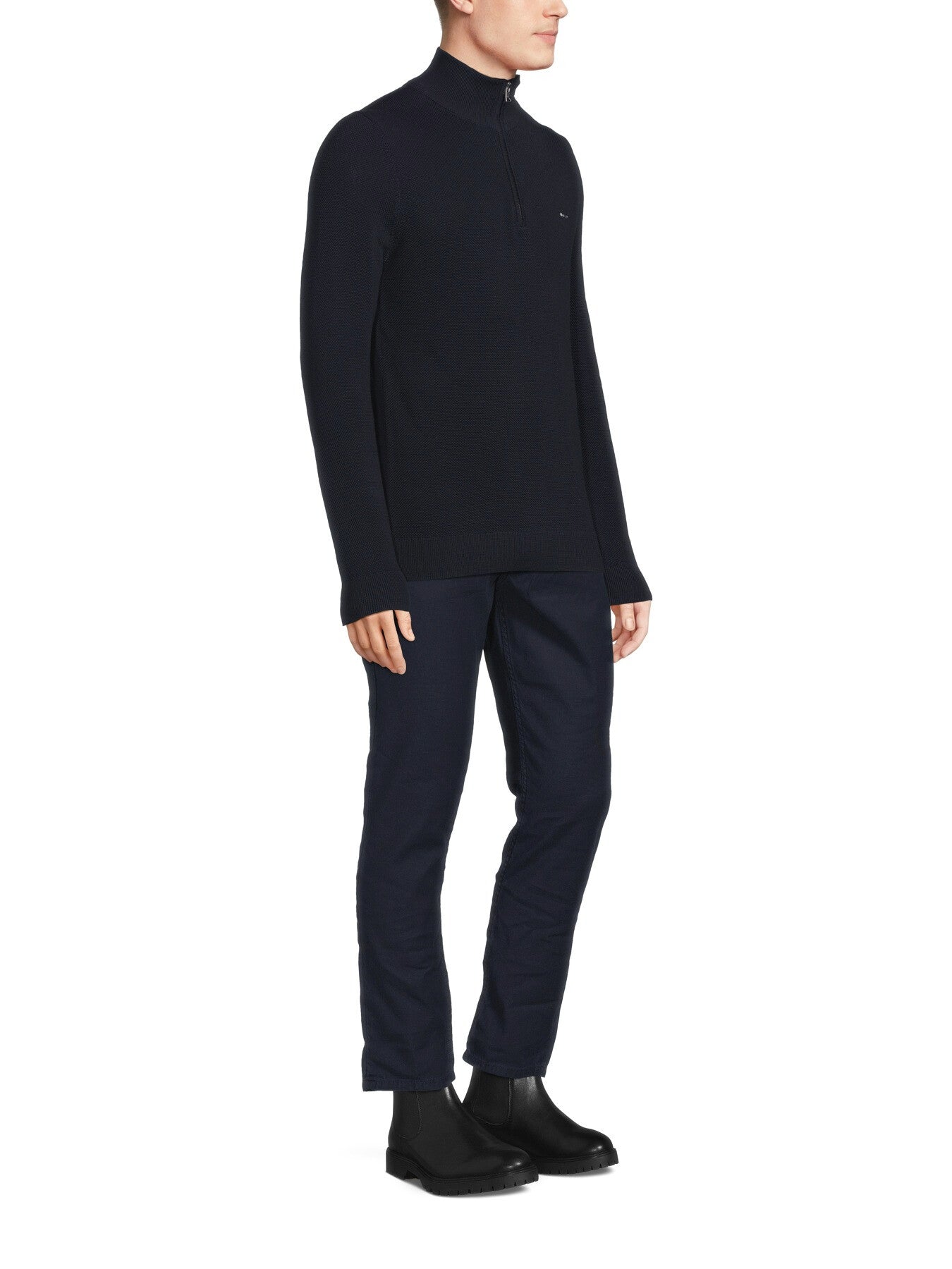 Cotton Pique Half Zip Sweat