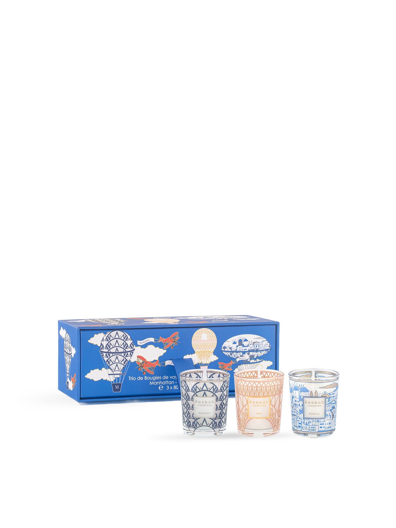 Manhattan–Paris–Mykonos Travel Candle Trio