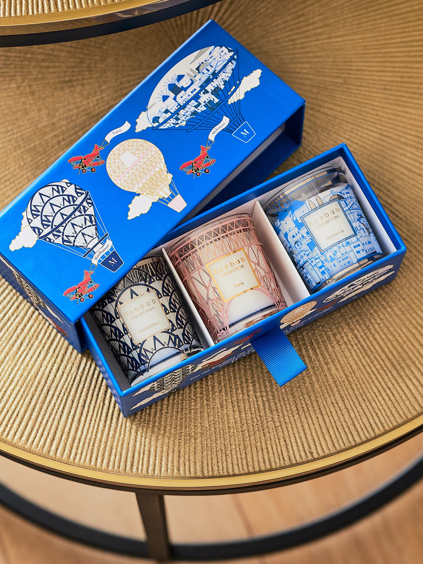 Manhattan–Paris–Mykonos Travel Candle Trio