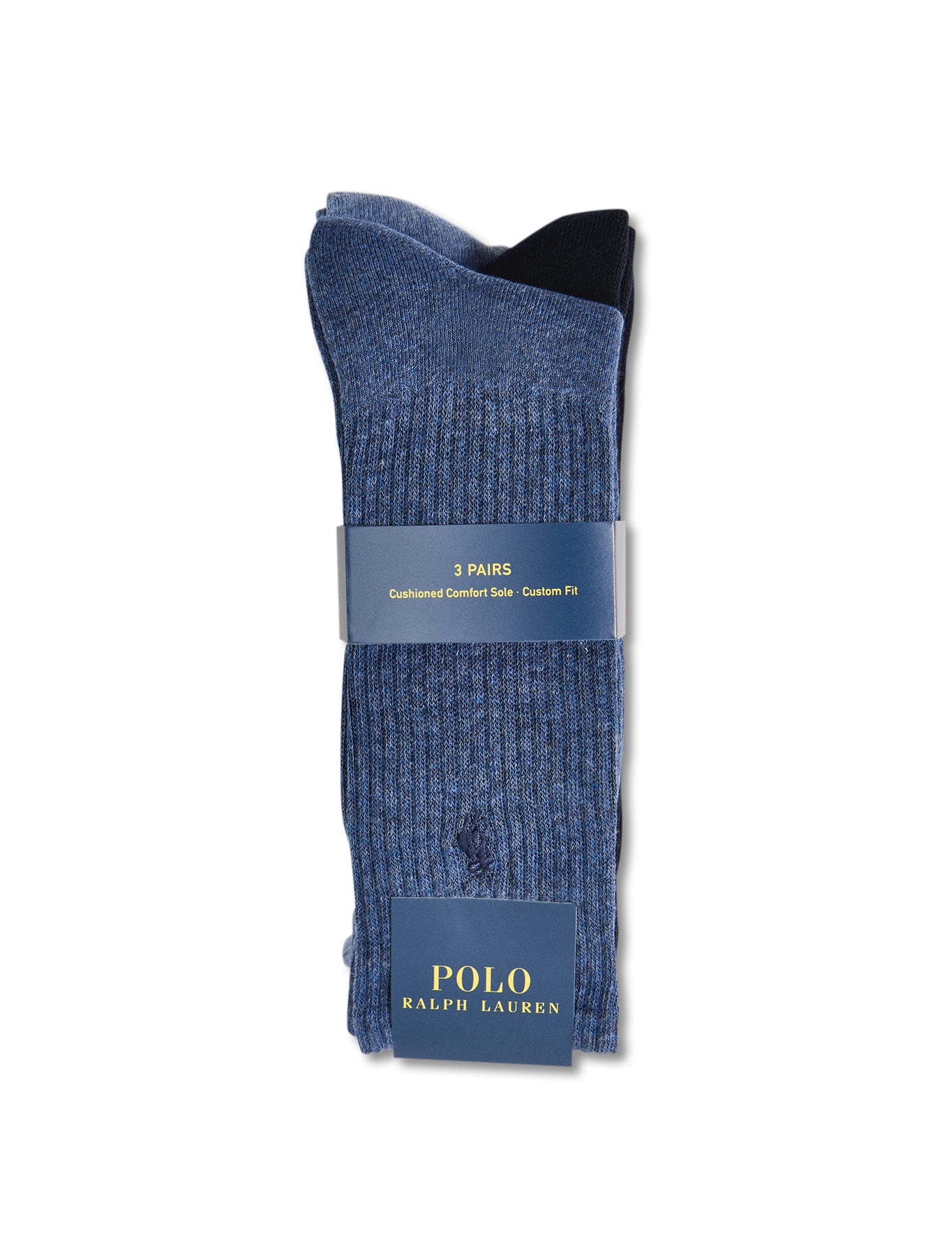 Three Pack Cotton Crew Socks Blue