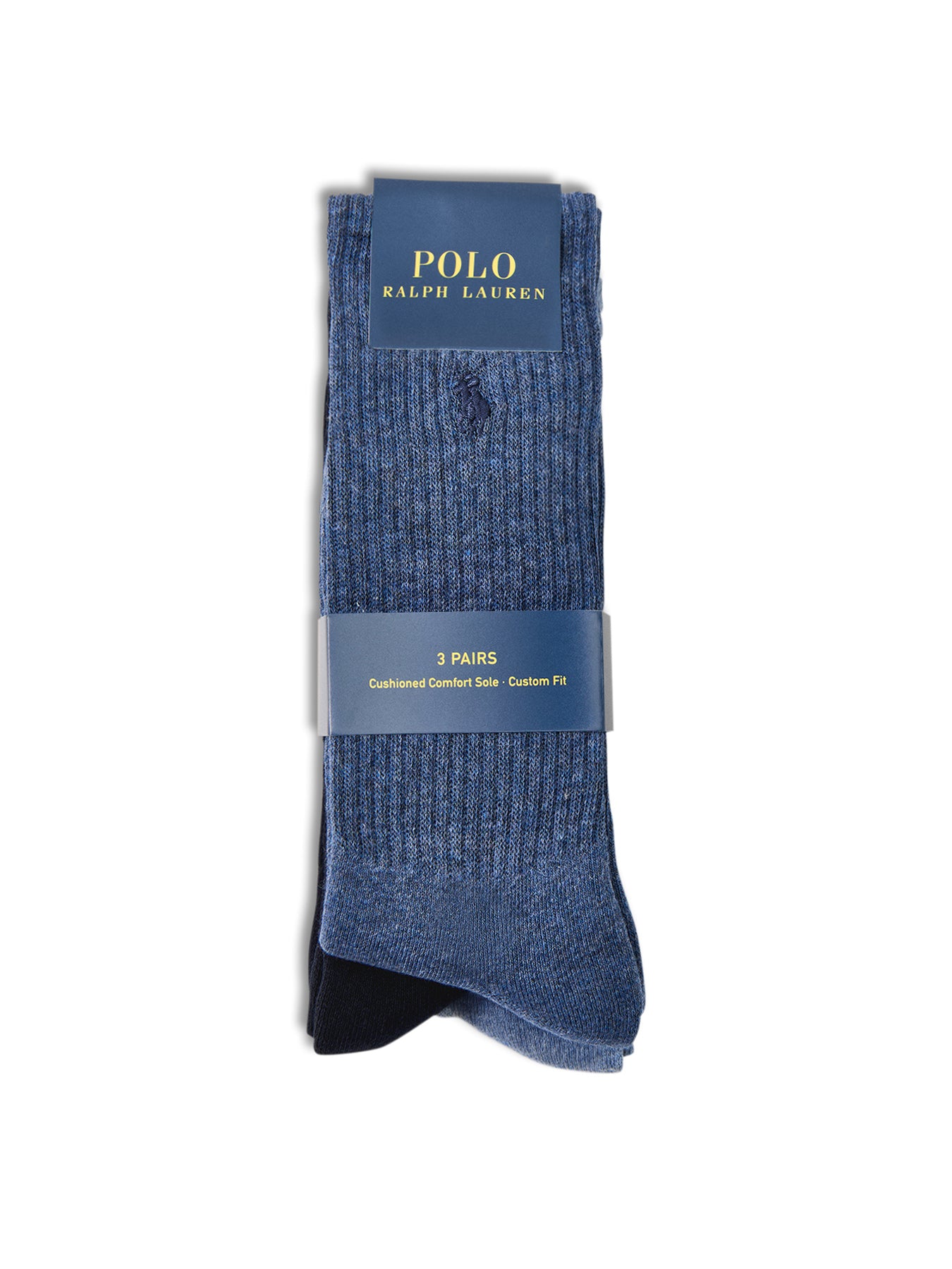 Three Pack Cotton Crew Socks Blue