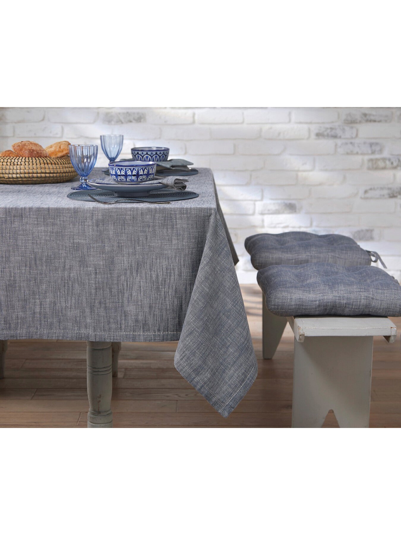 Chambray Tablecloth 150 x 230cm Flint Blue