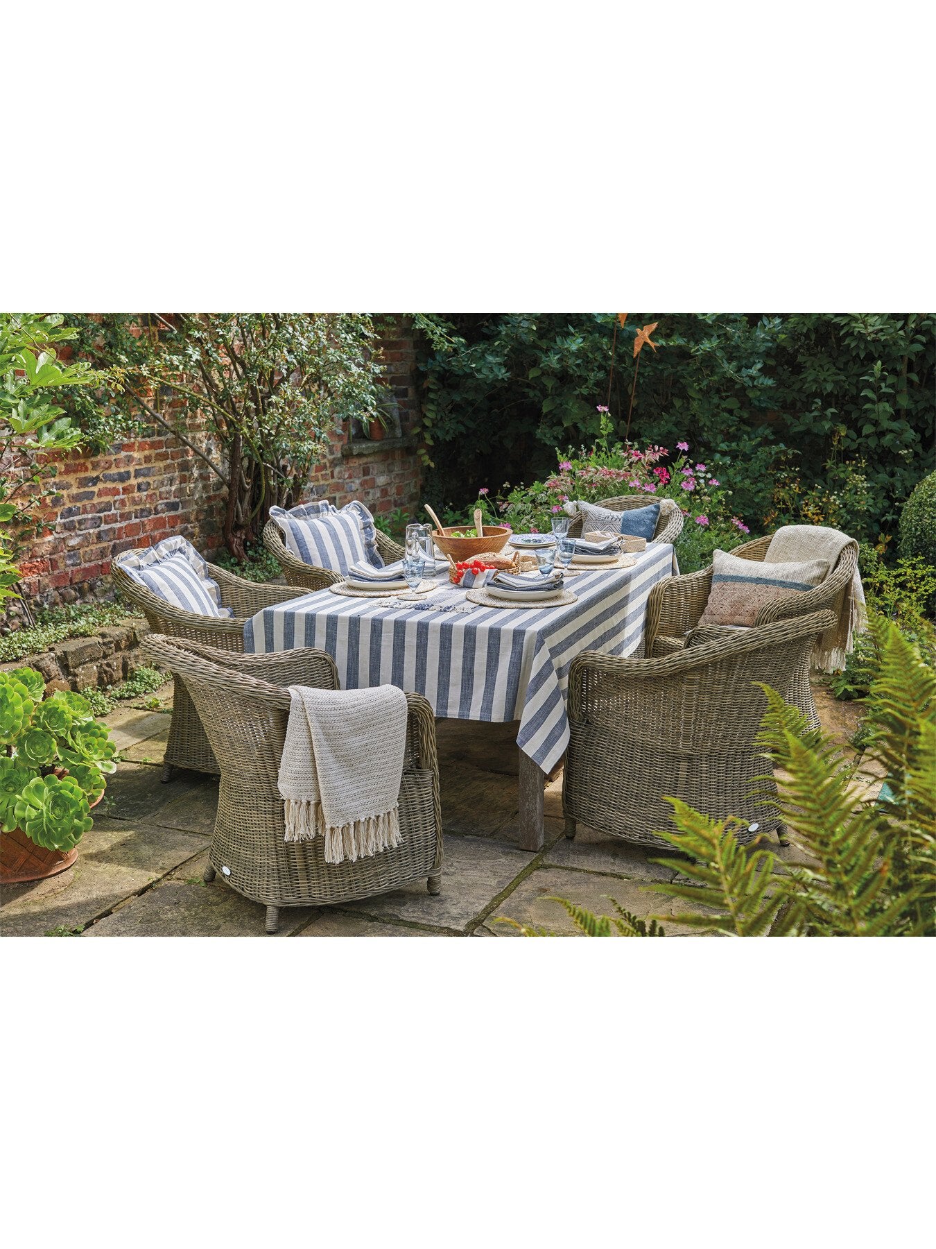 Wide Stripe Tablecloth 150 x 300cm Flint Blue