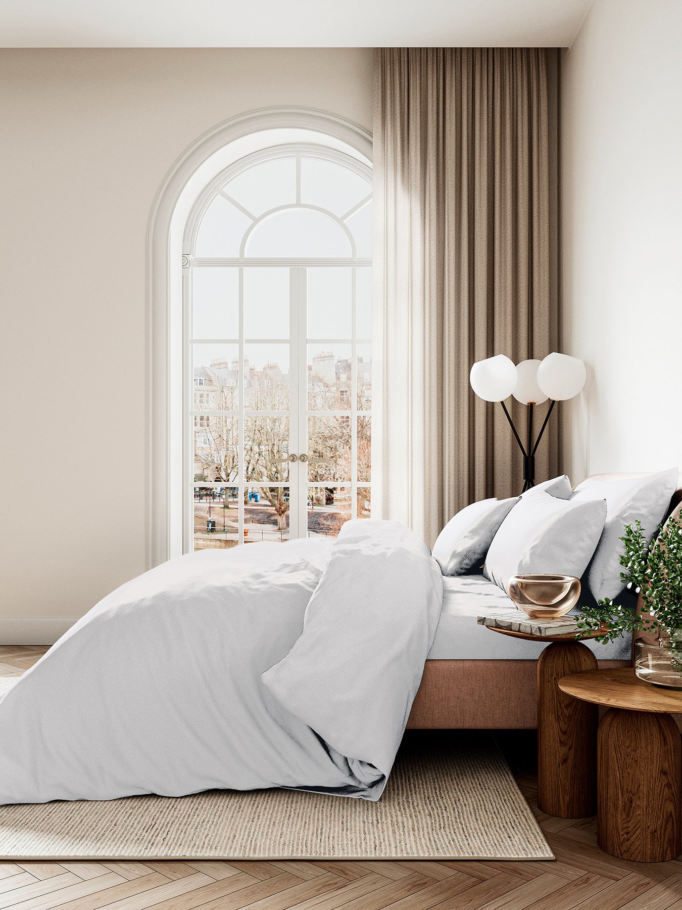 400 thread count Sateen Plain Dye Cover Set White Double