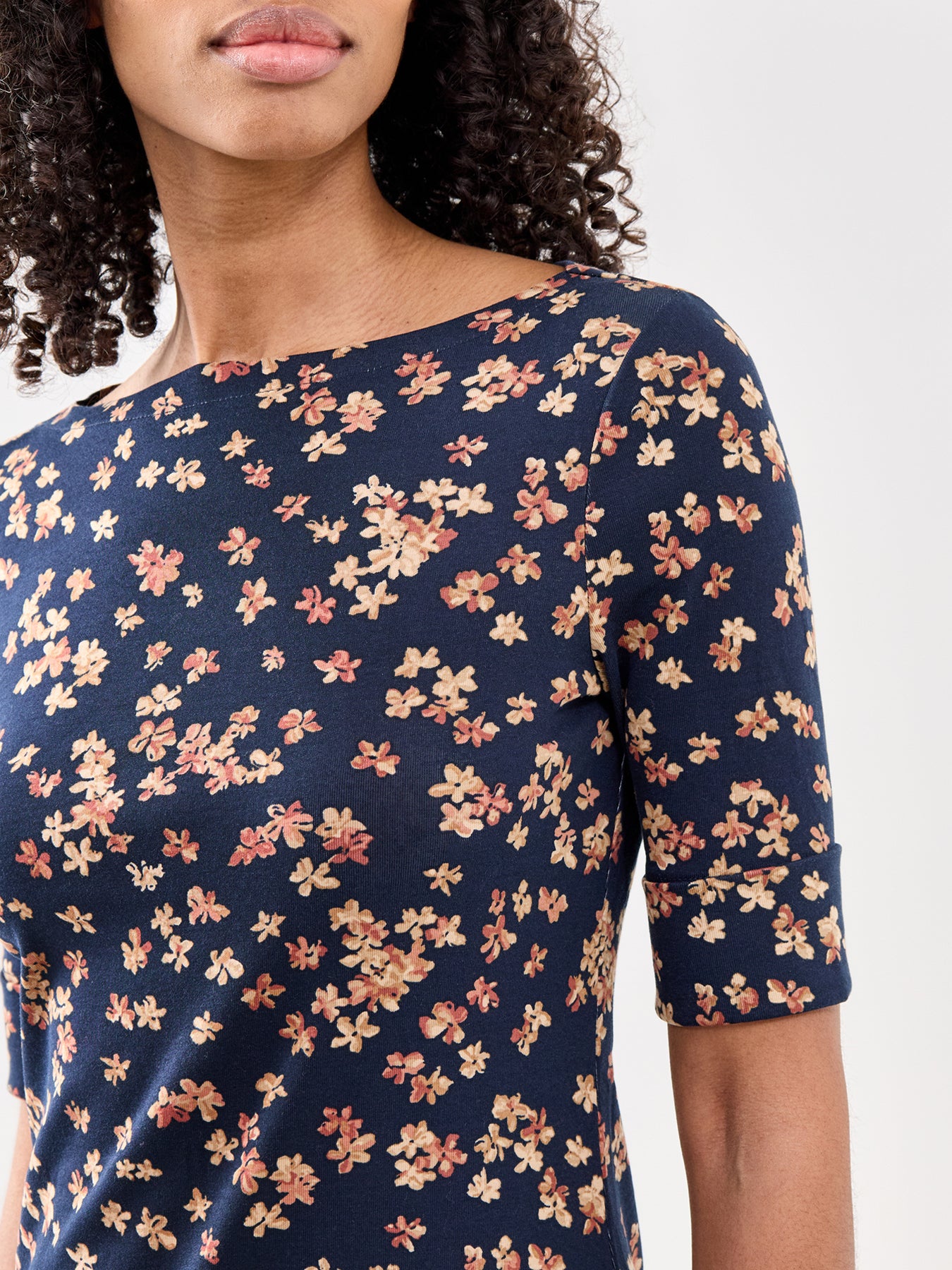 Judy Mid Sleeve T Shirt NAVY MULTI