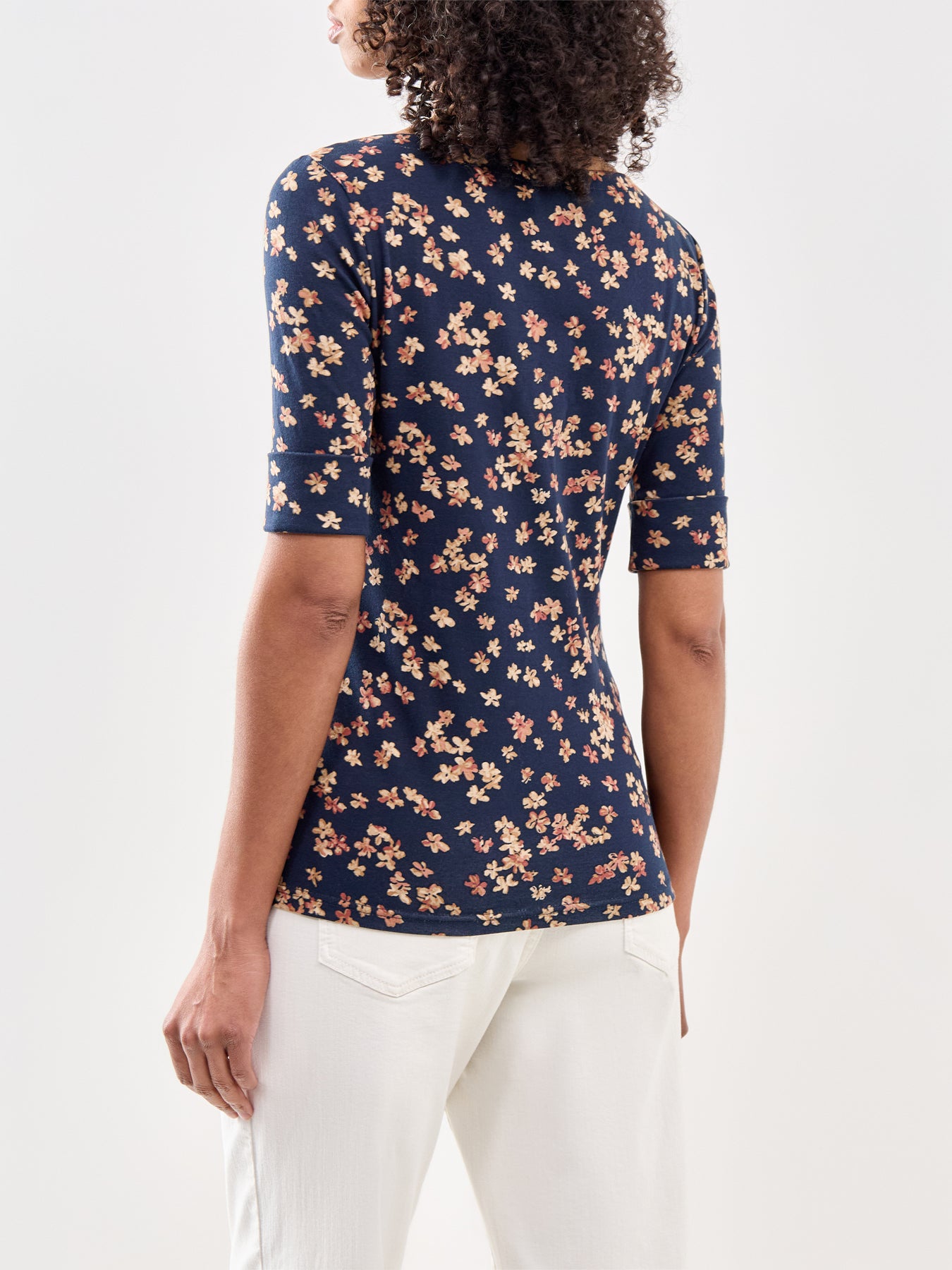 Judy Mid Sleeve T Shirt NAVY MULTI