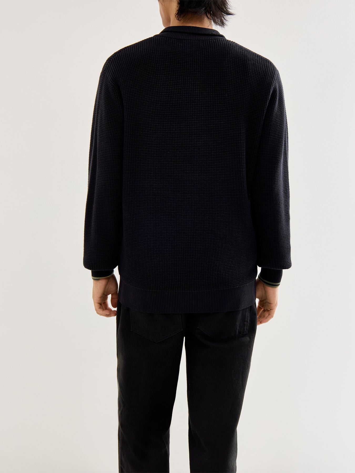 Waffle Stitch Half Zip Jumper Black