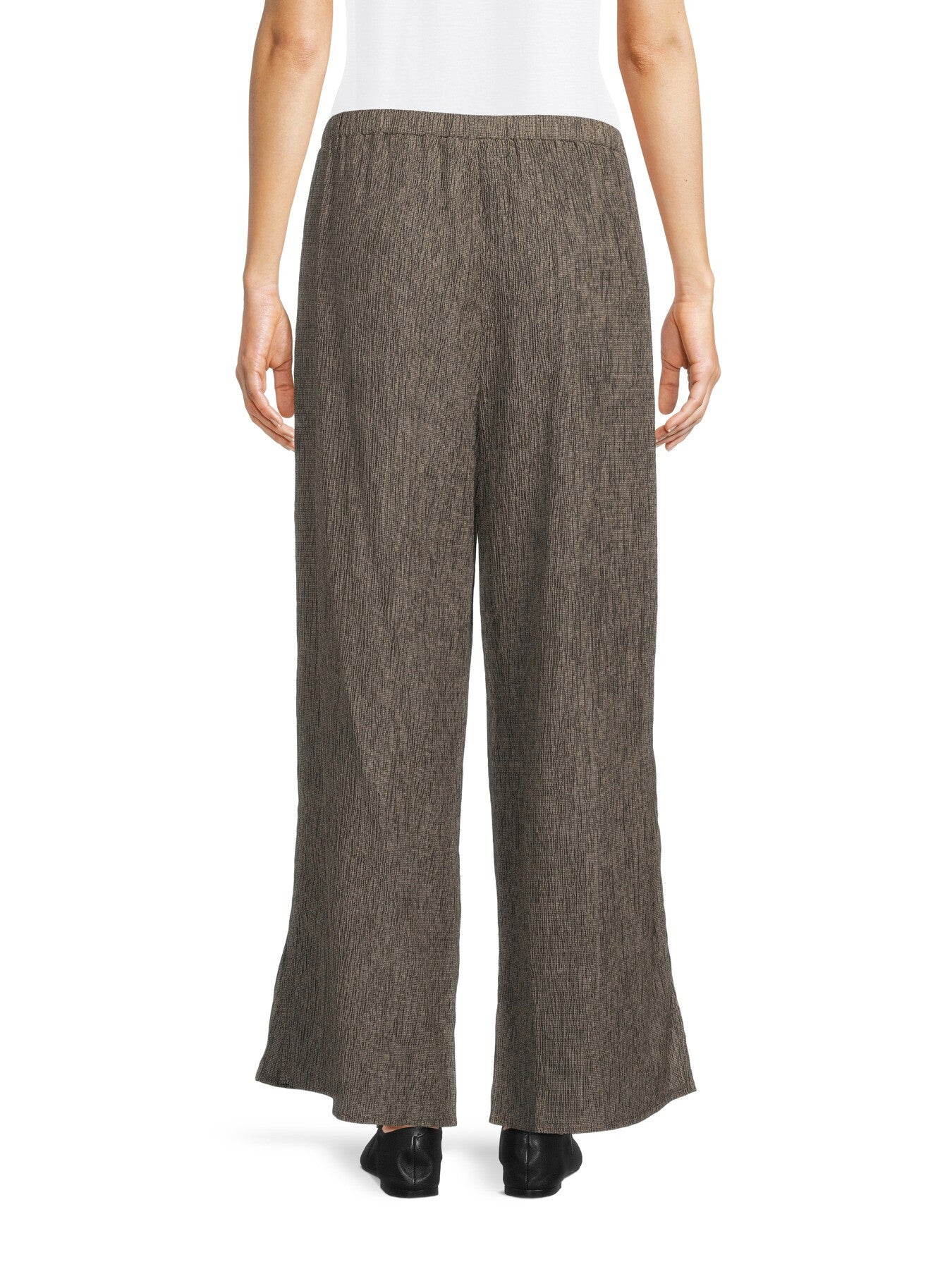 Woven Plisse Wide Leg Trousers