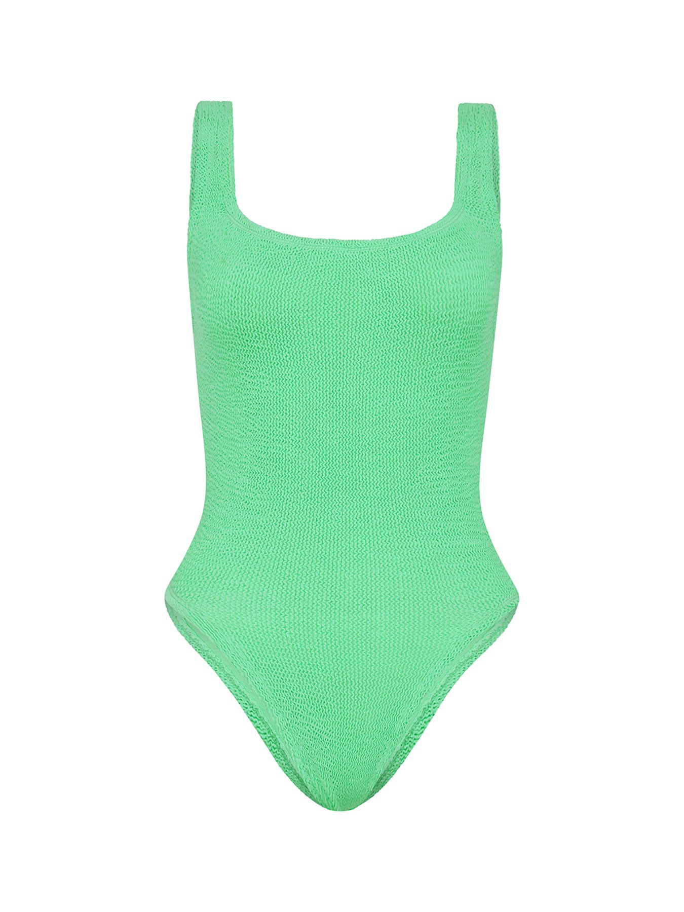 Square Neck Crinkle Swimsuit Lime