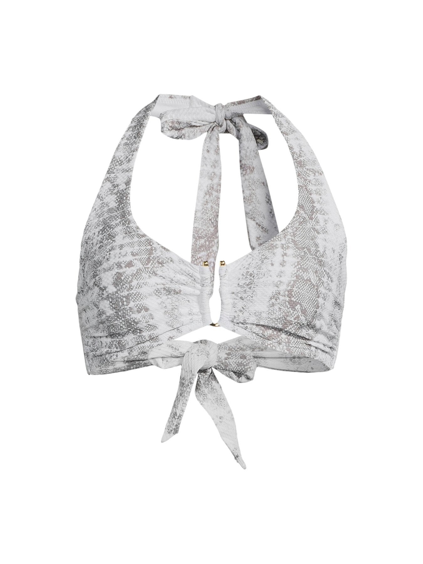 Snake Print Textured U-Bar Bikini Top