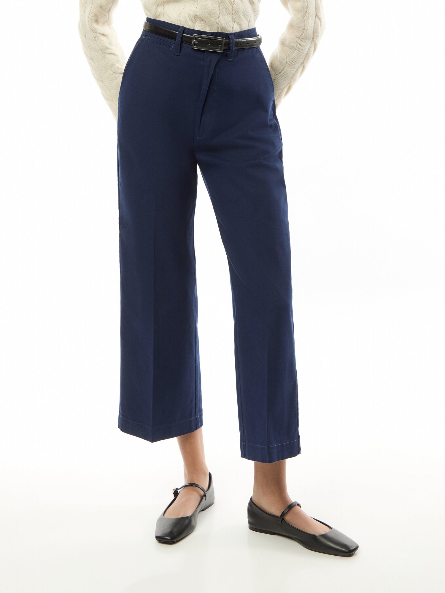 Wide Leg Cropped Chino Pants